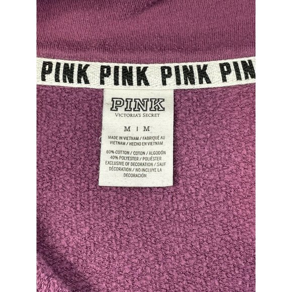 Victoria’s Secret PINK Half Zip Pullover Logo Purple Sweatshirt - Size M EUC - Picture 5 of 7